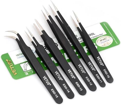 HRC40° Precision Stainless Steel Antistatic Tweezers ESD-10/11/12/13/14/15/16 for Laboratory Teaching/Repair Tools(ESD-11 1pcs) in Saudi Arabia