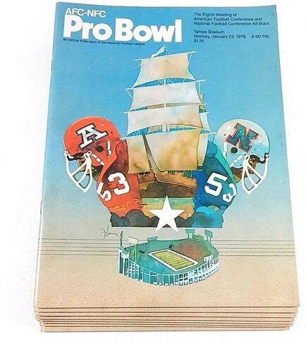 Lot of (8) 1978 NFL Pro Bowl Programs 1/23/78 Walter Payton MVP - NFL Programs in Kuwait