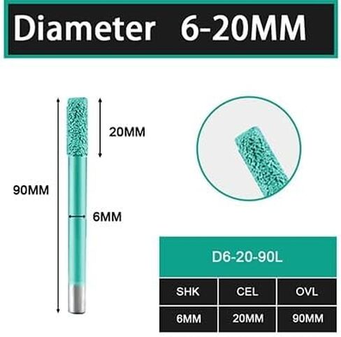 6/8/10/12mm Shank Flat Bottom Brazing Stone Engraving Router Bits Marble Granite for CNC Machine Carving Tools(D6-20l-90) in Saudi Arabia