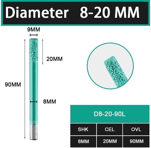 6/8/10/12mm Shank Flat Bottom Brazing Stone Engraving Router Bits Marble Granite for CNC Machine Carving Tools(D6-20l-90) in Saudi Arabia