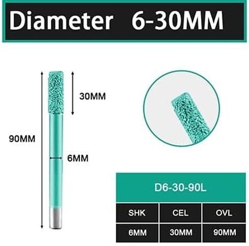 6/8/10/12mm Shank Flat Bottom Brazing Stone Engraving Router Bits Marble Granite for CNC Machine Carving Tools(D6-20l-90) in Saudi Arabia