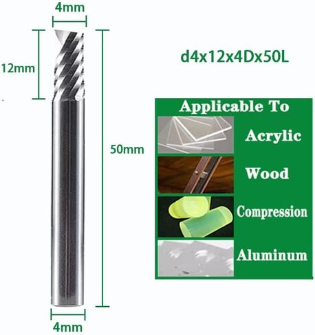 3.175/4/5/6/8mm شانك نهاية حلزوني قواطع طحن الناي المفردة 3D CNC BETTER CUT لألومنيوم الأكريليك (D5X20X5DX50L) in Kuwait