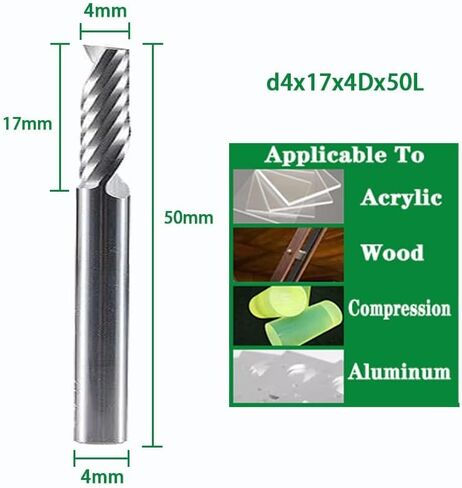 3.175/4/5/6/8mm شانك نهاية حلزوني قواطع طحن الناي المفردة 3D CNC BETTER CUT لألومنيوم الأكريليك (D5X20X5DX50L) in Kuwait