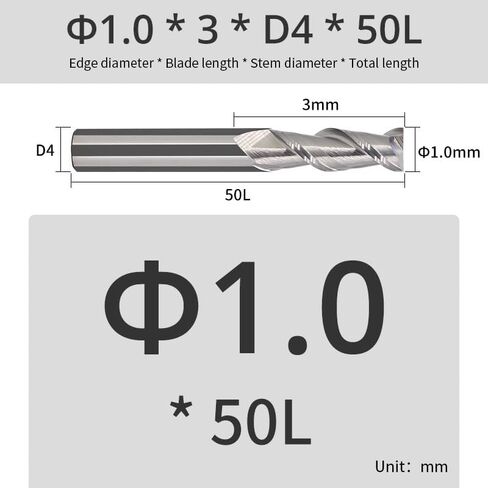 HRC55 2 Flute End Mill Aluminium CNC Router Bits Tungsten Steel Spiral Bit Carbide Milling Cutter For Wood Copper(2.5XD4X50L-2F) in Saudi Arabia