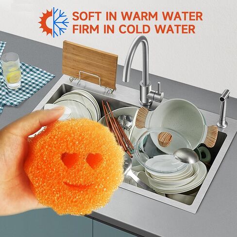 6 Pcs Scrubber Color Sponges,Non-Scratch Cleaning Sponges Kitchen,Temperature Controlled Kitchen Sponge for Washing Dishes,Household Bathroom Odor Resistant Scrubber-Bpa Free in Saudi Arabia
