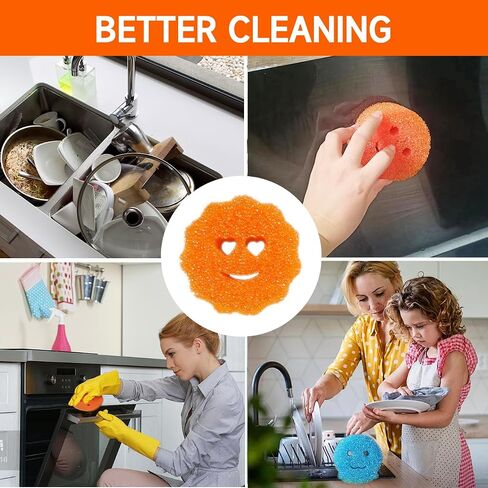 6 Pcs Scrubber Color Sponges,Non-Scratch Cleaning Sponges Kitchen,Temperature Controlled Kitchen Sponge for Washing Dishes,Household Bathroom Odor Resistant Scrubber-Bpa Free in Saudi Arabia