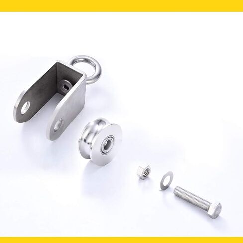 2pcs V-Groove Caster Wheel,Heavy Duty Sheaves Track Pulley,304 Stainless Steel Directional Roller,360° Rotating Ring,for Round Tube,Wire Rope Rail,Sliding Door (Slot Width 16mm) (Slot Width 22mm) in Kuwait