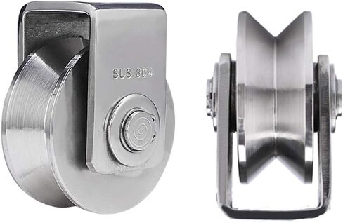 2PCS V-Groove Wheel ، بكرة المسار الشاق ، 304 ترجمة من الفولاذ المقاوم للصدأ الأسطوانة الاتجاهية ، لأنبوب مستدير ، سكة حبل الأسلاك ، الباب المنزلق ، العربة الميكانيكية الصناعية (22 مم) (22 مم) in Kuwait