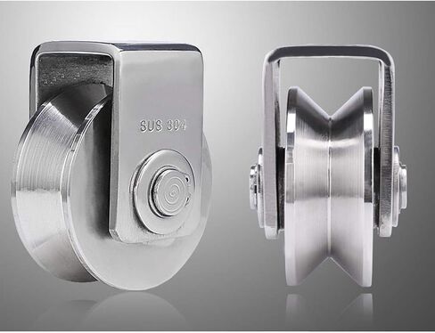 2PCS V-Groove Wheel ، بكرة المسار الشاق ، 304 ترجمة من الفولاذ المقاوم للصدأ الأسطوانة الاتجاهية ، لأنبوب مستدير ، سكة حبل الأسلاك ، الباب المنزلق ، العربة الميكانيكية الصناعية (22 مم) (22 مم) in Kuwait