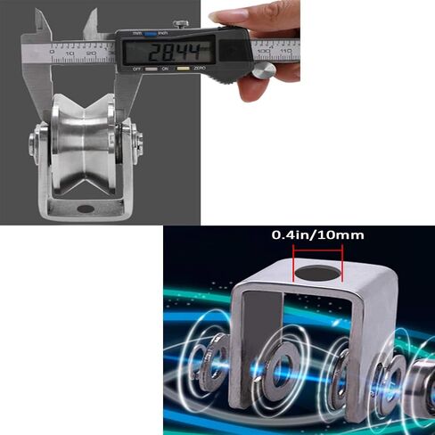 2PCS V-Groove Wheel ، بكرة المسار الشاق ، 304 ترجمة من الفولاذ المقاوم للصدأ الأسطوانة الاتجاهية ، لأنبوب مستدير ، سكة حبل الأسلاك ، الباب المنزلق ، العربة الميكانيكية الصناعية (22 مم) (22 مم) in Kuwait