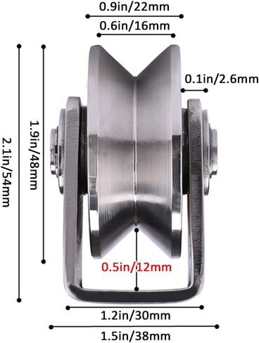 2PCS V-Groove Wheel ، بكرة المسار الشاق ، 304 ترجمة من الفولاذ المقاوم للصدأ الأسطوانة الاتجاهية ، لأنبوب مستدير ، سكة حبل الأسلاك ، الباب المنزلق ، العربة الميكانيكية الصناعية (22 مم) (22 مم) in Kuwait