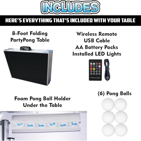 8 أقدام تنظيم طي الجعة بونج طاولة مع كرات بونغ البيرة وثقوب الكوب الاختيارية ، مصابيح LED ، رسم مخصص (اختر النموذج الخاص بك) in Kuwait