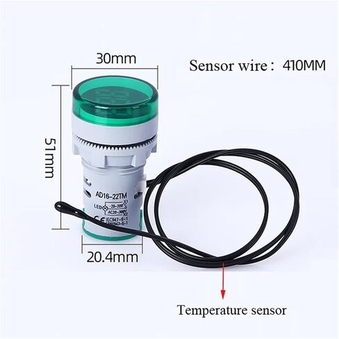 -20~199'C Temperature Indicator with Temperature Sensor red Blue White Yellow Green 22mm Diameter Temp. Indicator Light(AL121808F-04a/RG+Two Lights) in Saudi Arabia