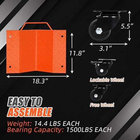 مجموعة Car Dolly من 4 ، 6000 رطل عجلة سيارة Dolly مع قفل الأمن ، ودمى عجلة لتحريك السيارة ، وإصلاح السيارات المرآب in Kuwait
