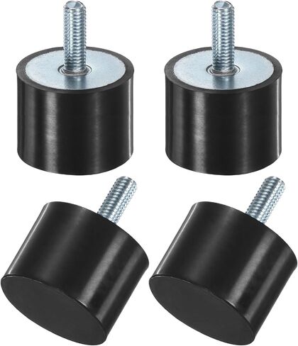 4-Pack Rubber Mounts D25mmxH20mm Male Vibration Isolators Cylindrical Shock Absorber W M6 x 18mm Studs for Air Compressor/Car/Pump/Boat/Garage Motor/Bobbins Rubber Isolators in Kuwait