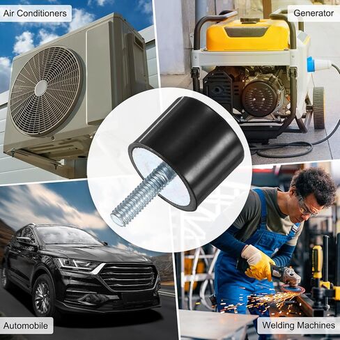 4-Pack Rubber Mounts D25mmxH20mm Male Vibration Isolators Cylindrical Shock Absorber W M6 x 18mm Studs for Air Compressor/Car/Pump/Boat/Garage Motor/Bobbins Rubber Isolators in Kuwait