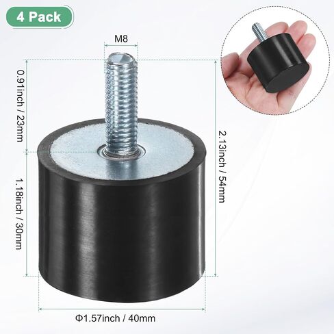 4-Pack Rubber Mounts D25mmxH20mm Male Vibration Isolators Cylindrical Shock Absorber W M6 x 18mm Studs for Air Compressor/Car/Pump/Boat/Garage Motor/Bobbins Rubber Isolators in Kuwait