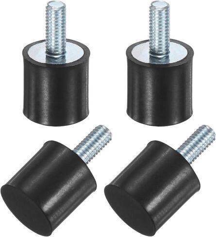 4-Pack Rubber Mounts D25mmxH20mm Male Vibration Isolators Cylindrical Shock Absorber W M6 x 18mm Studs for Air Compressor/Car/Pump/Boat/Garage Motor/Bobbins Rubber Isolators in Kuwait
