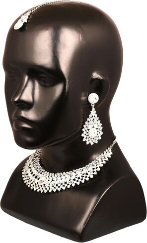 Touchstone NEW Indian Bollywood Charming Workmanship Handcrafted Scintillating Faux Emerald Rivoli Shape Designer Jewelry Grand Bridal Hasli Necklace Set In Gold Tone For women. in Kuwait
