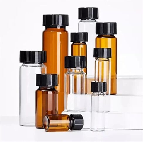2ml to 50ml clear/brown glass sample bottle, reagent vials with plastic screw cap and PE pad, small laboratory flask used for sorting (50ml clear) in Saudi Arabia