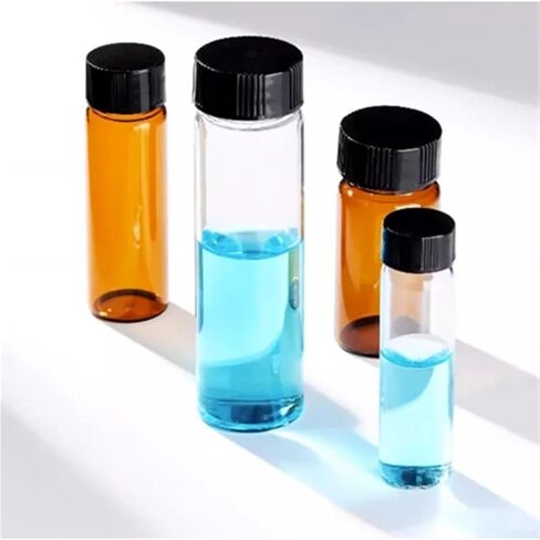 2ml to 50ml clear/brown glass sample bottle, reagent vials with plastic screw cap and PE pad, small laboratory flask used for sorting (50ml clear) in Saudi Arabia