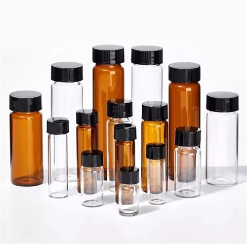 2ml to 50ml clear/brown glass sample bottle, reagent vials with plastic screw cap and PE pad, small laboratory flask used for sorting (50ml clear) in Saudi Arabia