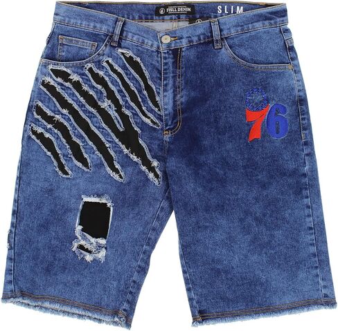 NBA Teams Men's Knee Length Blue Jean Shorts in Kuwait