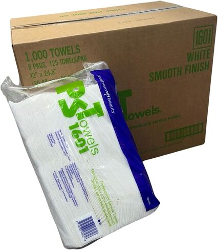 Graham Beauty 12" x 24" Professional Service Towels - Case of 1000 (8 Packs of 125) - White, Unscented, Rectangular, Cleaning Towels in Kuwait