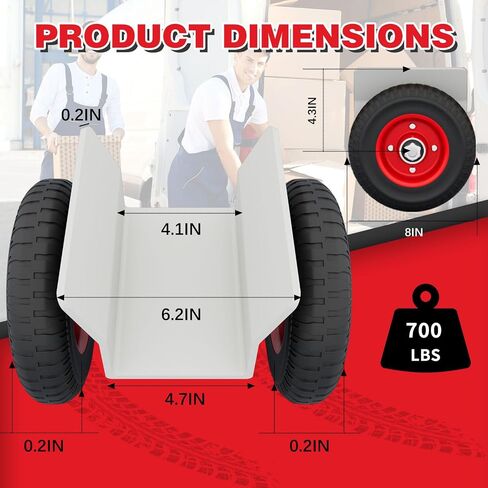 8" Panel Dolly Heavy Duty Door Cart Slab Dolly 660LBS Capacity Solid Rubber Wheels, Panel Mover, Wood Mover, All Terrain Moving Cart（Red） in Kuwait