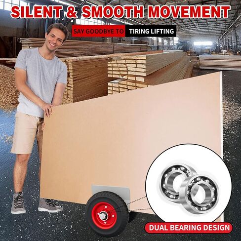 8" Panel Dolly Heavy Duty Door Cart Slab Dolly 660LBS Capacity Solid Rubber Wheels, Panel Mover, Wood Mover, All Terrain Moving Cart（Red） in Kuwait