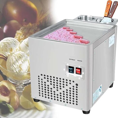 Stainless Steel Stir-Fried Ice Cream Roll Machine for Bars Cafe Dessert Shops-Single Square Pan Yogurt Cream Machine in Saudi Arabia