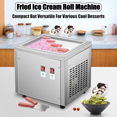 Stainless Steel Stir-Fried Ice Cream Roll Machine for Bars Cafe Dessert Shops-Single Square Pan Yogurt Cream Machine in Saudi Arabia