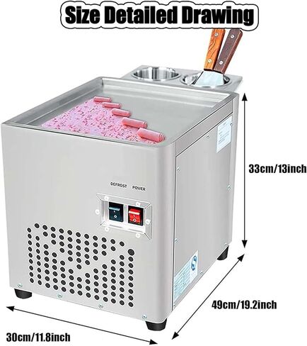 Stainless Steel Stir-Fried Ice Cream Roll Machine for Bars Cafe Dessert Shops-Single Square Pan Yogurt Cream Machine in Saudi Arabia