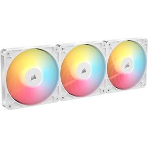Corsair RS120-R ARGB 120mm PWM ARGB Reverse Fans – Reverse Rotor, +5V ARGB Connections, Eight RGB LEDs, High Static Pressure, Daisy-Chain, Magnetic Dome Bearing, Zero RPM Mode – Triple Pack – White in Saudi Arabia
