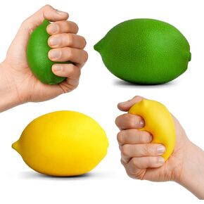 Ecowise Hand Grip Strengthener - 2 Citrus Soft & Firm Stress Balls for Adults, Squeeze Ball Hand Exercisers for Strength, Squishy Stress Ball for Wrist Strengthener, Hand Therapy Ball, Squish Ball in Saudi Arabia