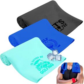 3 PCS مناشف تبريد الجولف للعنق والوجه 17 "× 26" PVA التبريد المنشفة العرق القابلة للتنفس وسرعة الجافة الفائقة الرياضة الباردة لخرق الجو الساخنة جولف ملاعب التخييم الجري في صالة الألعاب الرياضية الهدايا in Kuwait