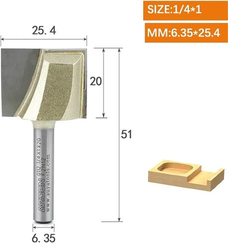 Arden 2 Flutes Carbide Bottom Cleaning Router Bit Woodworking Flat Bottom Slotting Carving CNC Tool for Plywood MDF Solid Wood(6.35x25.4) in Saudi Arabia