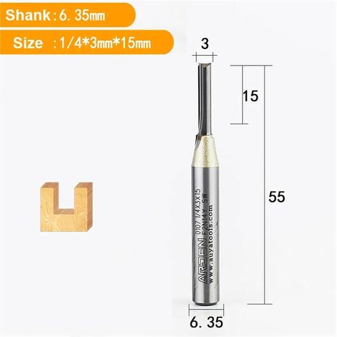 Arden 6.35mm CNC TCT Straight End Mill Woodworking Tool Carbide Cutter 1/4 Shank Router Bit for MDF Plywood Chipboard Slot Drill(T01802) in Saudi Arabia