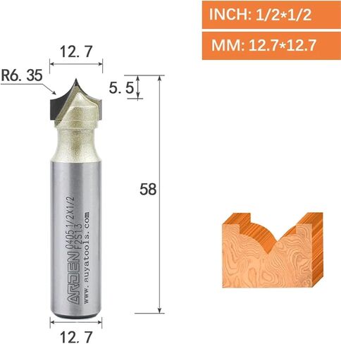 نقاط القطع جولة فوق أداة نحت كربيد بتات النجارة الخشبية طرف قوس طحن طحن MDF Bit Bit (12.7x12.7) in Saudi Arabia