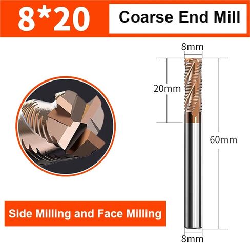 VSHARP الخشن الطاحونة الطاحونة 4-12mm 4 الناي CNC جهاز التوجيه بتات حلزوني بتات TICN TICN HRC 55 CARBIDE MILLING SOND (8.0x20x60L) in Saudi Arabia