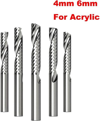 Vsharp 3A Single Flute Spiral End Mill Tungsten Carbide Milling Cutter CNC Bits 4mm 6mm Shank PVC Acrylic Wood Cutting Engraving(6x22x50) in Saudi Arabia