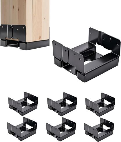 6 PCS 6x6 Post Base for Concrete,Brackets for Wood Posts,Heavy Duty Powder Coating Rust Prevention,Suitable for Deck terraces/pavilions/Steps/Fences Post Anchor Base in Saudi Arabia