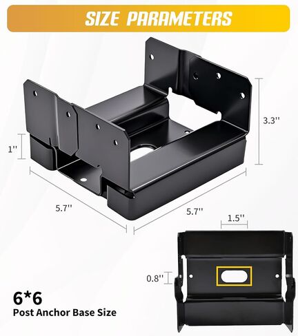 6 PCS 6x6 Post Base for Concrete,Brackets for Wood Posts,Heavy Duty Powder Coating Rust Prevention,Suitable for Deck terraces/pavilions/Steps/Fences Post Anchor Base in Kuwait