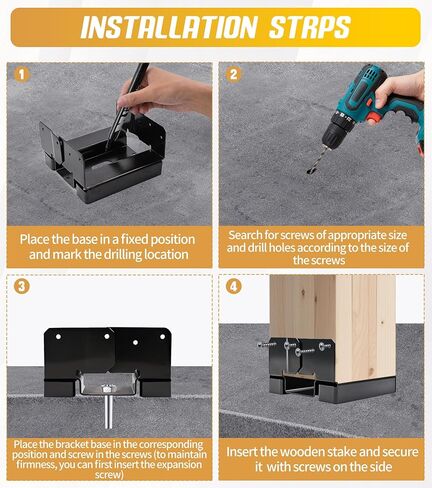 6 PCS 6x6 Post Base for Concrete,Brackets for Wood Posts,Heavy Duty Powder Coating Rust Prevention,Suitable for Deck terraces/pavilions/Steps/Fences Post Anchor Base in Kuwait