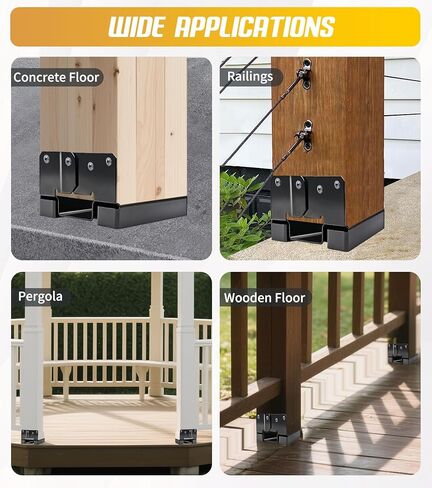 6 PCS 6x6 Post Base for Concrete,Brackets for Wood Posts,Heavy Duty Powder Coating Rust Prevention,Suitable for Deck terraces/pavilions/Steps/Fences Post Anchor Base in Kuwait