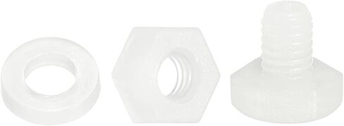 uxcell 150 Pcs/50 Sets Nylon Hex Bolts, M4 x 35mm Plastic Full Threaded Hex Head Screws Bolts and Nuts with Flat Washers for Machinery Electronics Industrial Accessories, White in Saudi Arabia