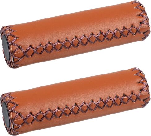 2Pcs Brown Bike Handlebar Grips – Soft Sponge & Leather, Non-Slip Comfort, Fits 7/8" (22mm) Vintage, MTB, Road Bicycles in Saudi Arabia