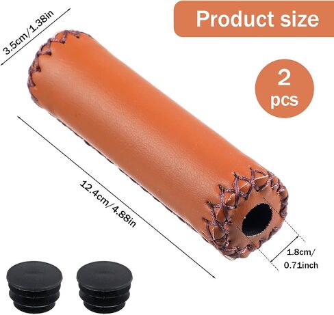 2Pcs Brown Bike Handlebar Grips – Soft Sponge & Leather, Non-Slip Comfort, Fits 7/8" (22mm) Vintage, MTB, Road Bicycles in Saudi Arabia