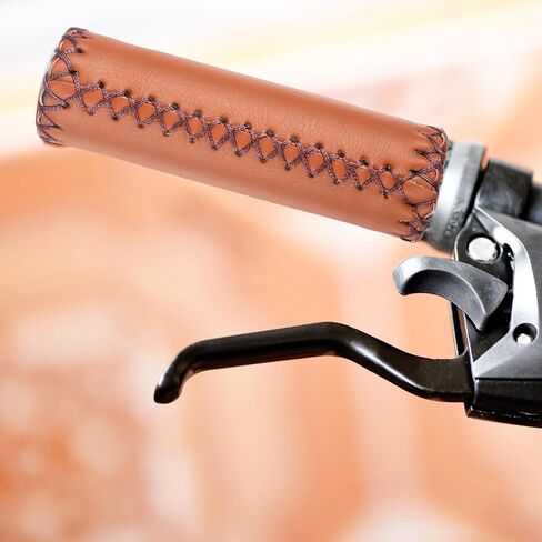 2Pcs Brown Bike Handlebar Grips – Soft Sponge & Leather, Non-Slip Comfort, Fits 7/8" (22mm) Vintage, MTB, Road Bicycles in Saudi Arabia