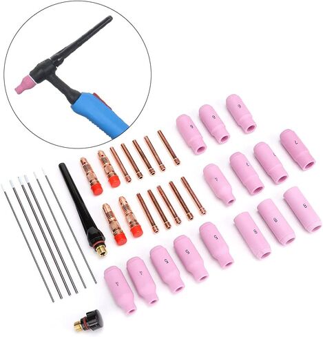 Practical 19. 0×15. 0×4. 37Pcs Tig Parts Tungsten Electrode Alumina Nozzle Collet for Wp17 18 26 Torch37Pcs Alumina Nozzle Convinen in Saudi Arabia